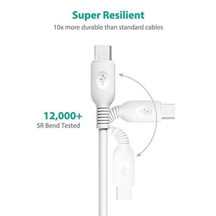 رافباور 3 عبوات من كبل يو أس بي ميكرو 2X3 قدم + 1X6 قدم (عبوة عبر الإنترنت)  (RP-LC012-WH(OP) - أبيض