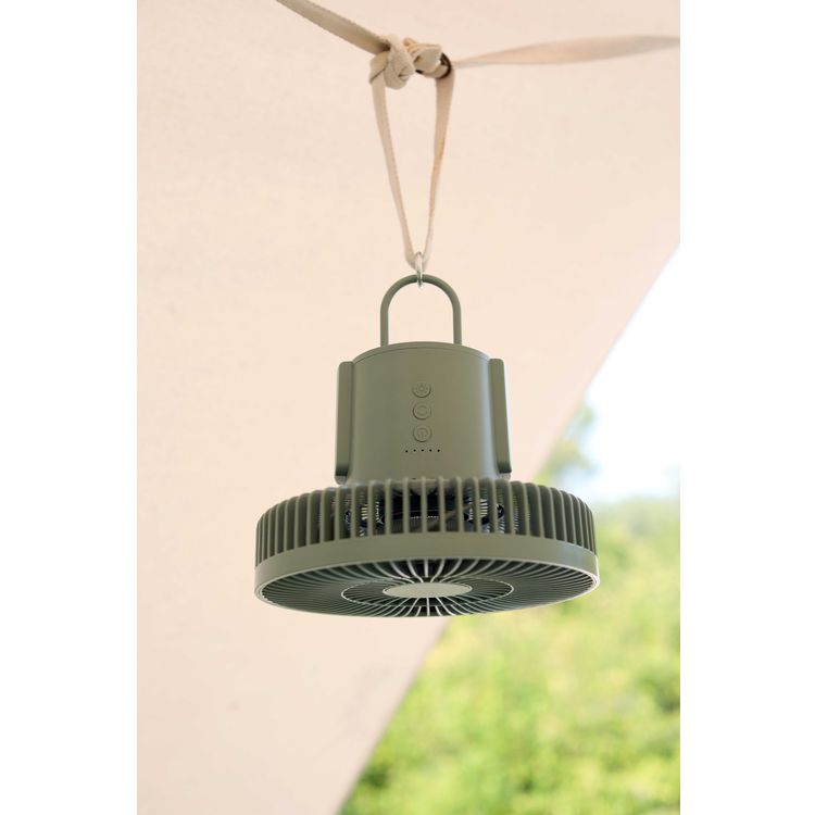 مروحة تخييم خارجية من بورودو لايف ستايل مع جهاز تحكم عن بعد وإضاءة LED بقدرة 10000 مللي أمبير في الساعة - أخضر