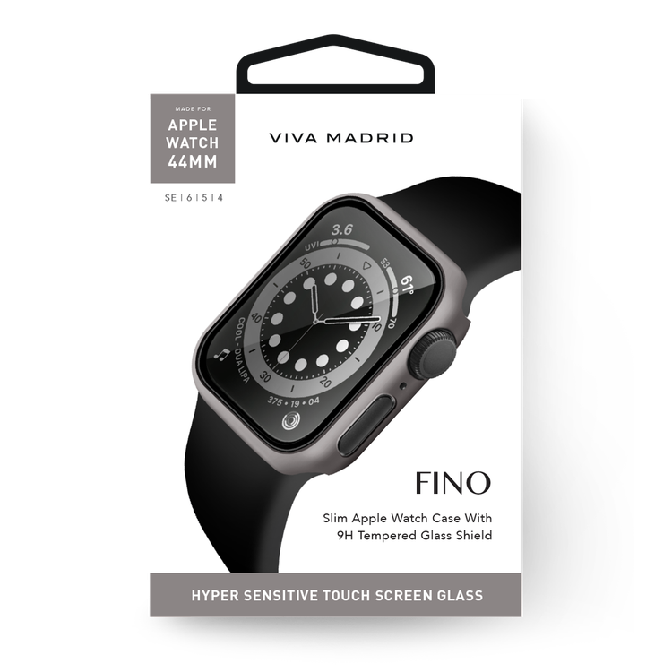 جراب واقي شاشة فيفا مدريد فينو متوافق مع ساعة ابل ، جراب واقٍ كامل من ممتص الصدمات ، جراب بديل ماص للصدمات ومضاد للخدش متوافق مع 42 / 44 ملم -رمادي-