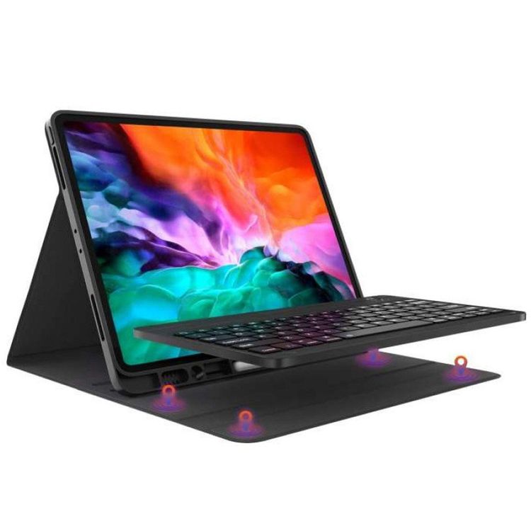 Green Lion Premium Leather Case with Detachable Wireless Keyboard ( English/Arabic ) & Pencil Slot, 360 Protection, Foldable Closing for Apple iPad Pro 12.9" 2020 - Black