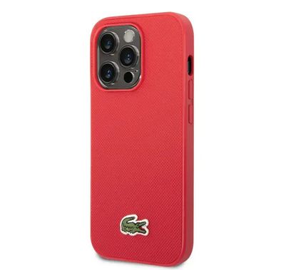 Lacoste HC MagSafe Iconic Petit Pique PU Woven Logo for iPhone 15 Series - Red - iPhone 15 Pro Max