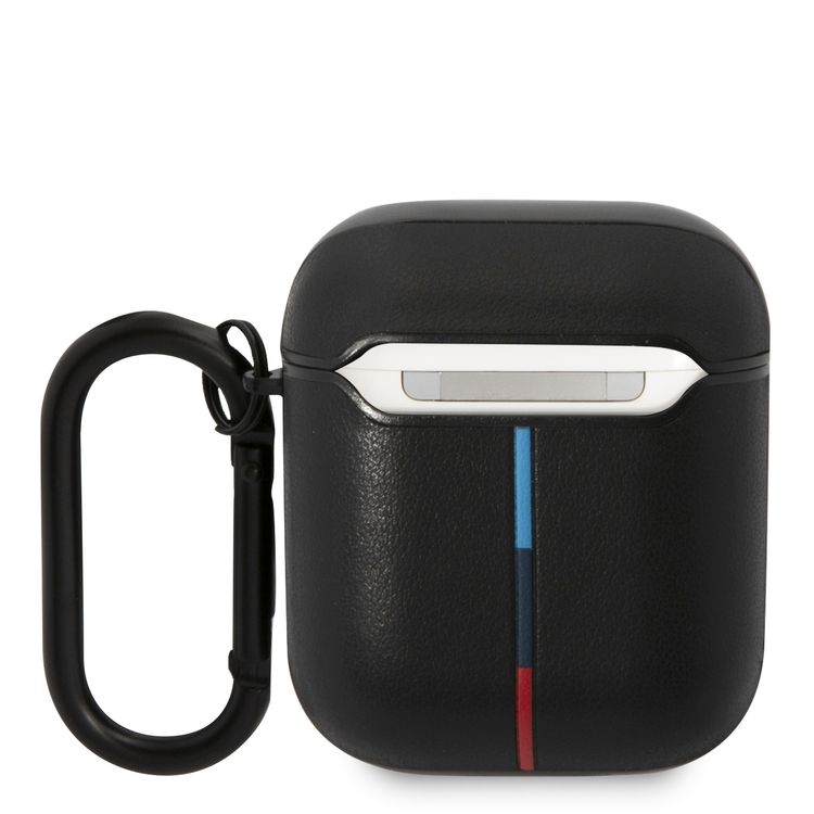 CG MOBILE BMW Motorsport Collection PU Leather Case With Curved Line Printed Logos Protective Cover / Accurate Cutouts / Premium Leather Compatible With Airpods 1/2 - Black