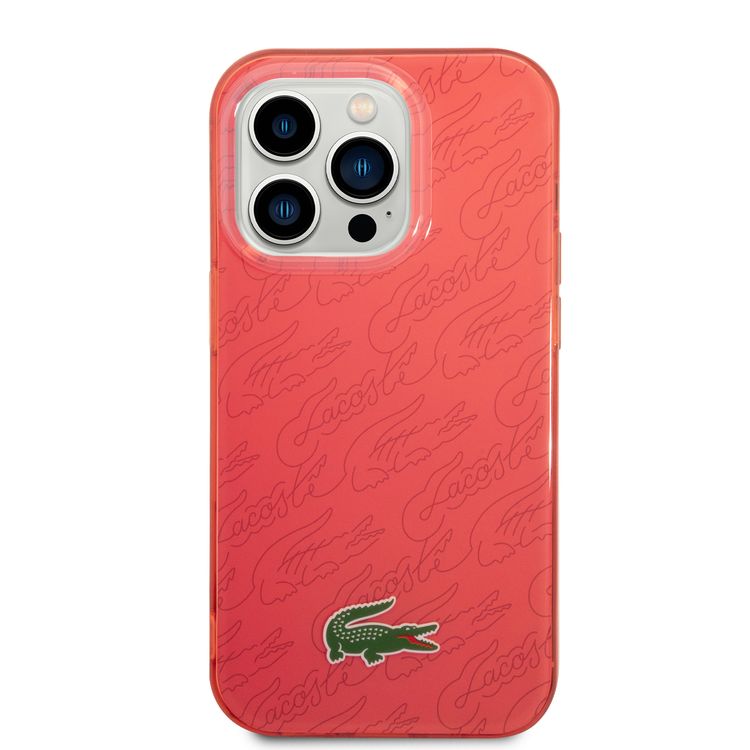Lacoste Hard Case IML Double Layer & Dyed Bumper Signature Pattern - iPhone 14 Pro - Red