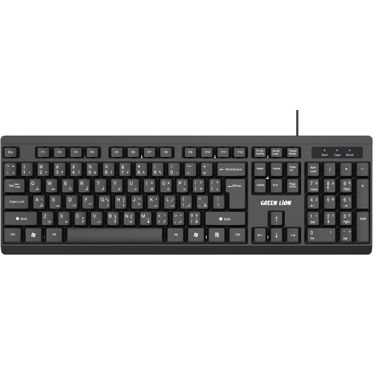 Green Lion GKM-100 Wired Keyboard and Mouse, Wide Compatibility, Durable Material, 1.5m Flexible Wire, Non-slip Base - Black