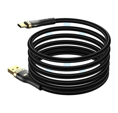  كابل مغناطيسي USB-A إلى USB-C من Green Lion مع عمر افتراضي يصل إلى 10000 ثنية، 15 وات، آمن ومضمون، شحن ومزامنة، متوافق مع مجموعة واسعة، طول الكابل 1 متر - أسود