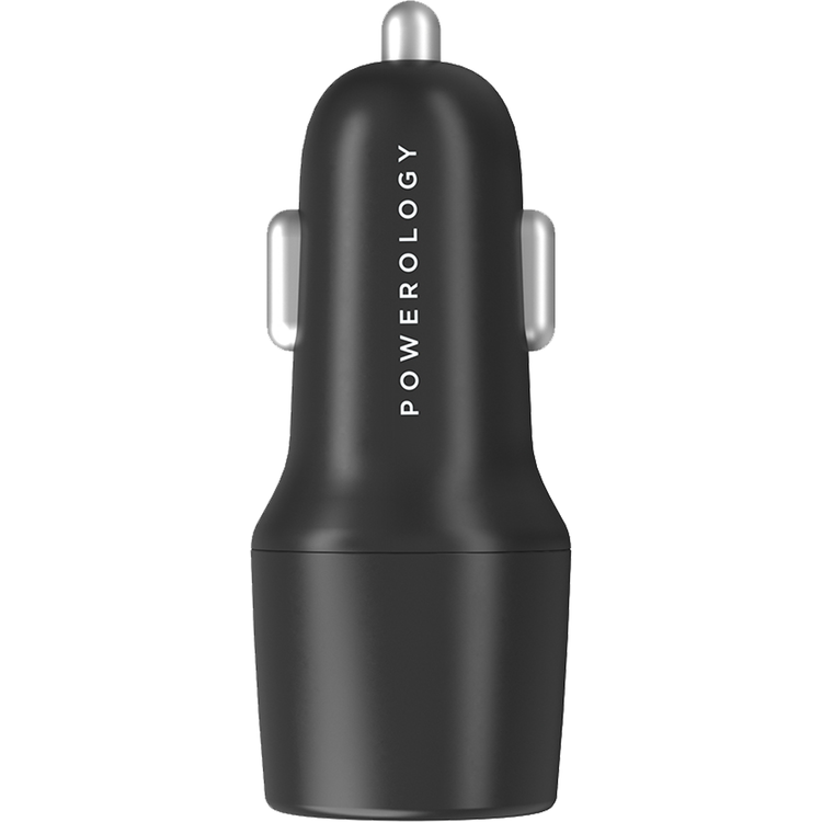 Powerology Dual Port LED Car Charger PD 45W - Black