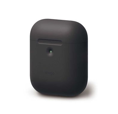Elago Compatible w/ 2nd Generation Airpods Silicone Case, Smooth & Transparent Thin Wall, LED light Visible, Anti-Slip Coating in Cap, Flexible, Shock & Scratch Resistant - Black