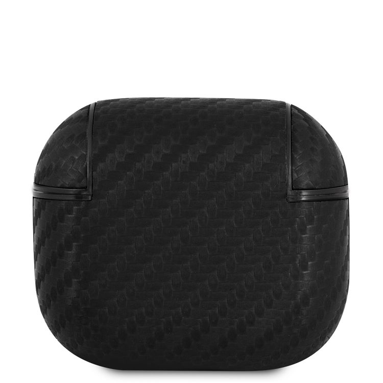 أسود - مجموعة  بي أم دبليو حافظة إير بودز 3 بشعار معدني أبيض 