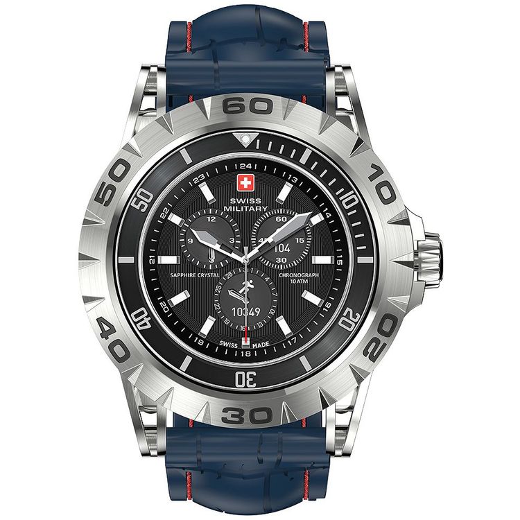 Swiss Military Dom2, up to 7 Days Battery Life, Receive & Make Calls, Heart Rate & Blood Pressure & Oxygen Level Monitoring, iOS & Android - Silver with Blue Silicon Strap  