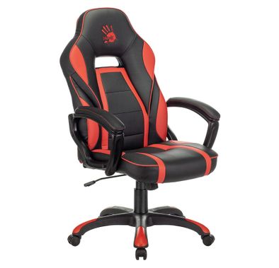 Bloody Gaming Chair Artificial Leather with Adjustable Height, Swing Function, Soft Armrests, Improve Your Posture with Anatomical Ergonomic Chair - Black / Red