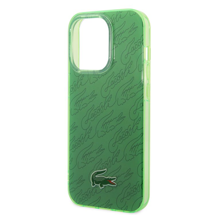 Lacoste Hard Case IML Double Layer & Dyed Bumper Signature Pattern - iPhone 14 Pro - Green