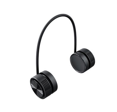 مروحة رقبة من السيليكون المحمولة من Porodo LifeStyle Flexicool صديقة للبشرة مع وقت شحن لمدة ساعتين ومنفذ شحن من النوع C - أسود