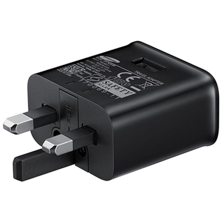 سامسونج TA200CBEGGB محول سفر 15 وات مع كابل يو اس بي- ايه  إلى يو اس بي - سي ، شاحن سامسونج أصلي متوافق مع هواتف جلاكسي الذكية ، شحن فائق السرعة ، حماية من الجهد الزائد - أسود