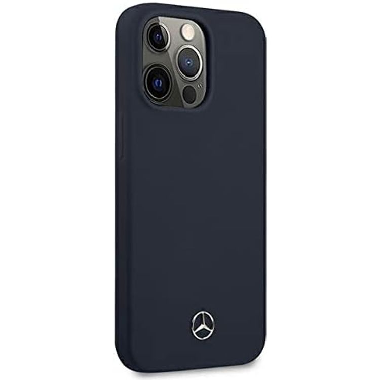حافظة صلبة من السيليكون السائل من مرسيدس بنز ماجسيف لهاتف آيفون 14 برو - أزرق