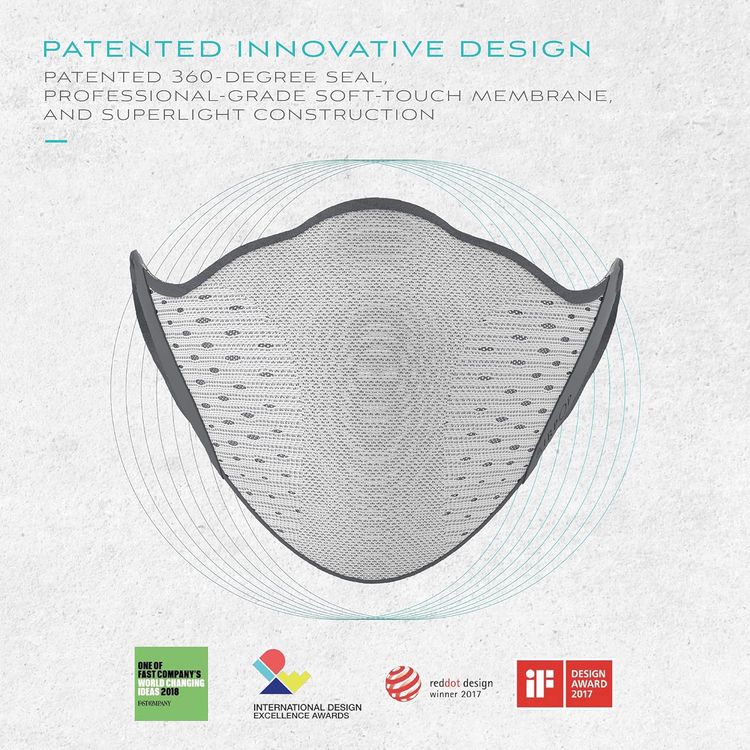 قناع وجه AirPOP Pocket القابل لإعادة الاستخدام (قطعتان) غطاء وجه بفلتر مكون من 4 طبقات، سهل التنفس - قناع وجه قابل للطي ومريح وقابل للتعديل للحماية من الملوثات - أبيض