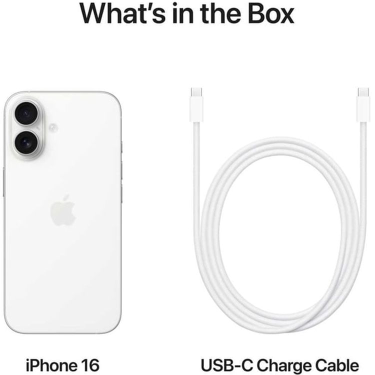 Apple iPhone 16 with 128GB Capacity, 6.1‑inch Screen Size, USB-C Connector Type, 6‑Core CPU, 5‑Core GPU, 5G Network Technology, Splash, Water & Dust Resistant, Middle East Version - White