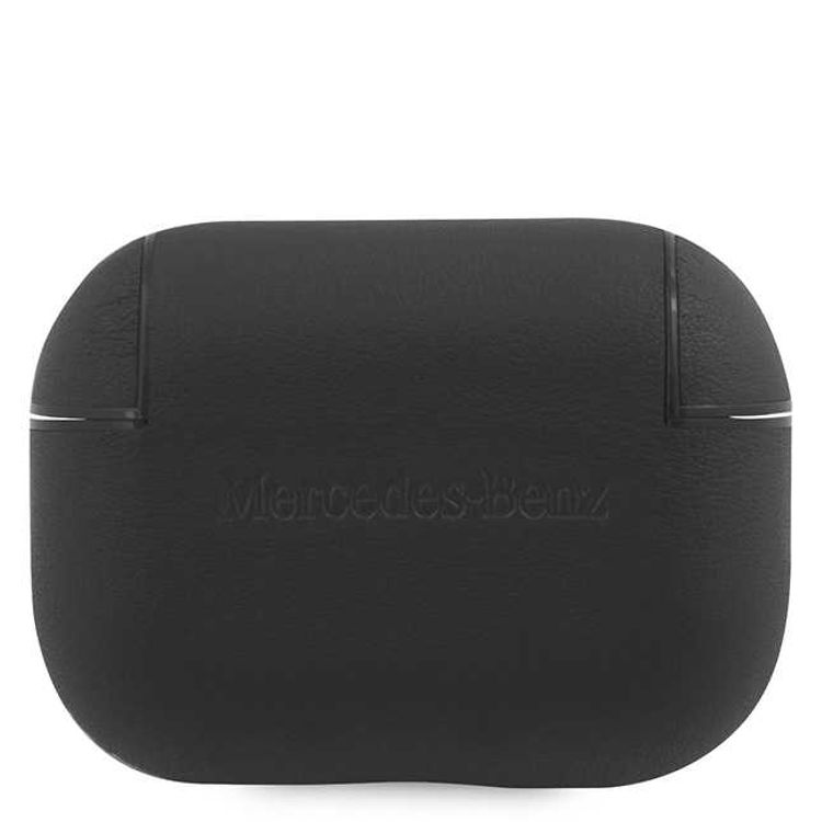 CG MOBILE Mercedes-Benz Leather Case with Metal Logo Compatible for AirPods Pro Scratch Resistant, Shock Absorption, Drop Protection, & Dustproof Protective Cover Officially Licensed - Black