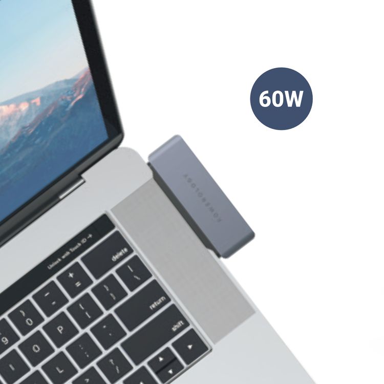 محول Powerology USB C Hub 4 في 1 Pro - رمادي