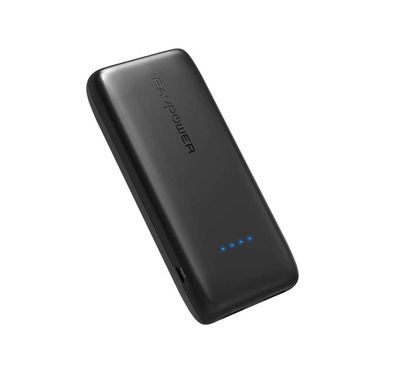 راف باور باور بانك بسعة 12000 مللي أمبير مع شحن سريع 3.0 مؤشر ليد مدمج ، شاحن خفيف الوزن ومحمول ، تصميم مدمج صديق للسفر ، باور بانك للحماية من الحرارة الزائدة - أسود