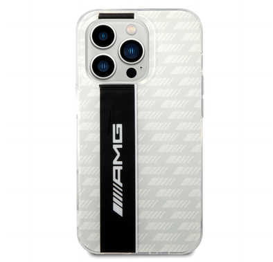 AMG Transparent Double Layer Case with Carbon Pattern II Anti-Explosion/Crystal Case iPhone 14 Pro Compatibility - White